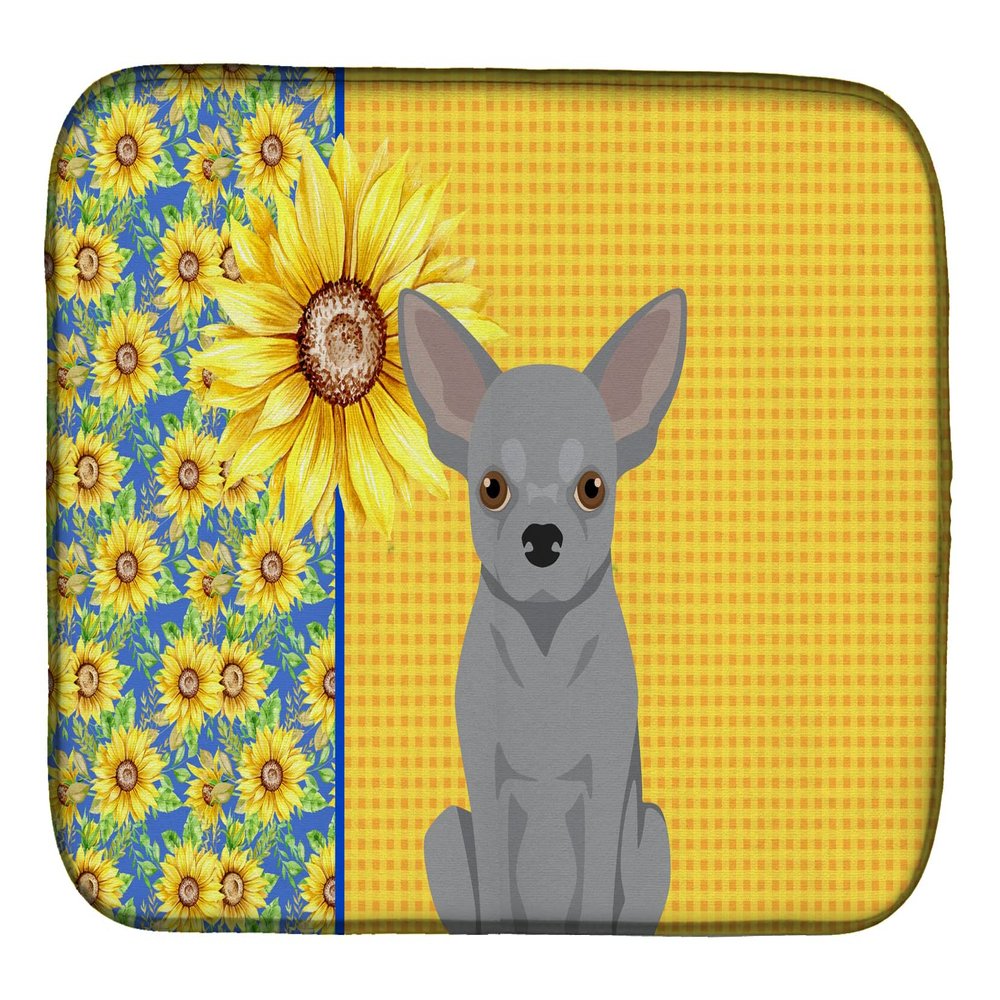 Caroline's Treasures WDK5380DDM Summer Sunflowers Silver Chihuahua Dish Drying Mat Absorbent Dish Drying Mat Pad for Kitchen Counter Dish Drainer Mat for Countertop, 14 x 21", Multicolor