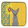 Caroline's Treasures WDK5380DDM Summer Sunflowers Silver Chihuahua Dish Drying Mat Absorbent Dish Drying Mat Pad for Kitchen Counter Dish Drainer Mat for Countertop, 14 x 21", Multicolor view 1