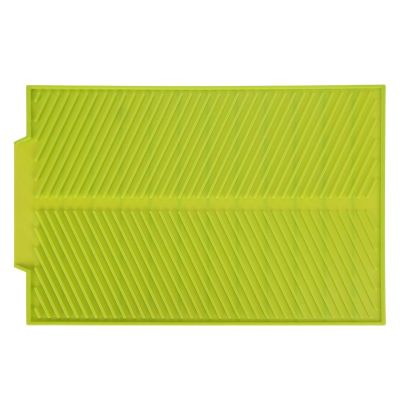 Acouto Silicone Drying Mat 15.35x9.84in Rectangle Silicone Drainer Mat Dish Drying Pad Heat Resistant Slip Proof Tray for Multiple Usage (Green)