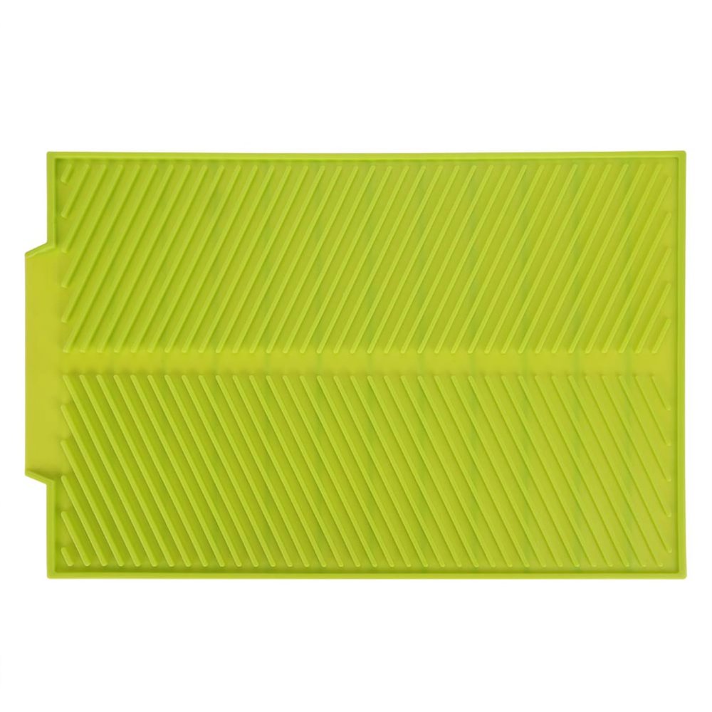 Acouto Silicone Drying Mat 15.35x9.84in Rectangle Silicone Drainer Mat Dish Drying Pad Heat Resistant Slip Proof Tray for Multiple Usage (Green)