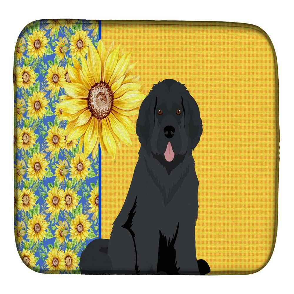 Caroline's Treasures WDK5444DDM Summer Sunflowers Black Newfoundland Dish Drying Mat Absorbent Dish Drying Mat Pad for Kitchen Counter Dish Drainer Mat for Countertop, 14 x 21", Multicolor
