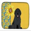 Caroline's Treasures WDK5444DDM Summer Sunflowers Black Newfoundland Dish Drying Mat Absorbent Dish Drying Mat Pad for Kitchen Counter Dish Drainer Mat for Countertop, 14 x 21", Multicolor view 1