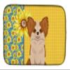 Caroline's Treasures WDK5353DDM Summer Sunflowers Longhaired Red and White Chihuahua Dish Drying Mat Absorbent Dish Drying Mat Pad for Kitchen Counter Dish Drainer Mat for Countertop, 14 x 21", Multic view 1