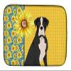 Caroline's Treasures WDK5342DDM Summer Sunflowers Natural Eared Black Boxer Dish Drying Mat Absorbent Dish Drying Mat Pad for Kitchen Counter Dish Drainer Mat for Countertop, 14 x 21", Multicolor view 1