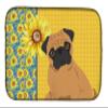 Caroline's Treasures WDK5470DDM Summer Sunflowers Apricot Pug Dish Drying Mat Absorbent Dish Drying Mat Pad for Kitchen Counter Dish Drainer Mat for Countertop, 14 x 21", Multicolor view 1
