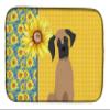Caroline's Treasures WDK5427DDM Summer Sunflowers Fawn Great Dane Dish Drying Mat Absorbent Dish Drying Mat Pad for Kitchen Counter Dish Drainer Mat for Countertop, 14 x 21", Multicolor view 1