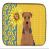Caroline's Treasures WDK5314DDM Summer Sunflowers Grizzle and Tan Airedale Terrier Dish Drying Mat Absorbent Dish Drying Mat Pad for Kitchen Counter Dish Drainer Mat for Countertop, 14 x 21", Multicol view 1