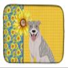Caroline's Treasures WDK5317DDM Summer Sunflowers Blue Brindle Pit Bull Terrier Dish Drying Mat Absorbent Dish Drying Mat Pad for Kitchen Counter Dish Drainer Mat for Countertop, 14 x 21", Multicolor view 1