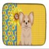 Caroline's Treasures WDK5359DDM Summer Sunflowers Longhaired Gold and White Chihuahua Dish Drying Mat Absorbent Dish Drying Mat Pad for Kitchen Counter Dish Drainer Mat for Countertop, 14 x 21", Multi view 1