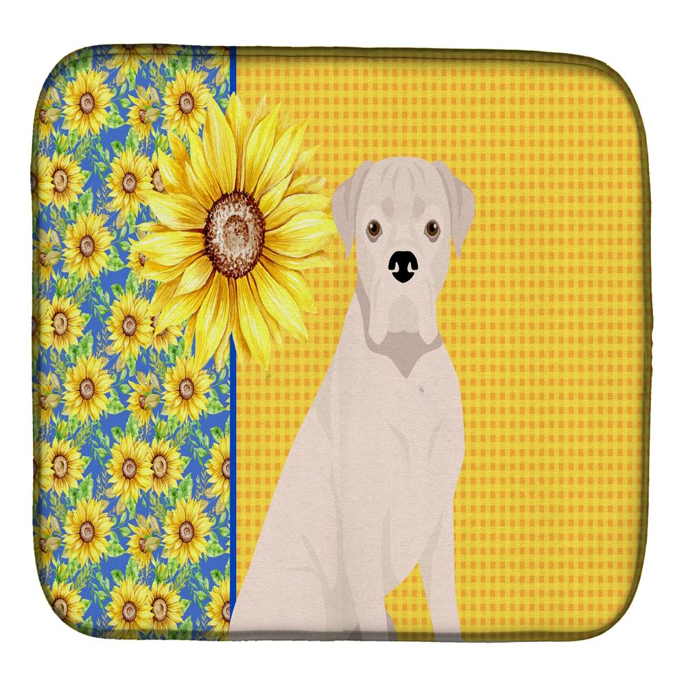 Caroline's Treasures WDK5341DDM Summer Sunflowers Natural Eared White Boxer Dish Drying Mat Absorbent Dish Drying Mat Pad for Kitchen Counter Dish Drainer Mat for Countertop, 14 x 21", Multicolor