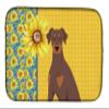 Caroline's Treasures WDK5411DDM Summer Sunflowers Natural Ear Red and Tan Doberman Pinscher Dish Drying Mat Absorbent Dish Drying Mat Pad for Kitchen Counter Dish Drainer Mat for Countertop, 14 x 21", view 1