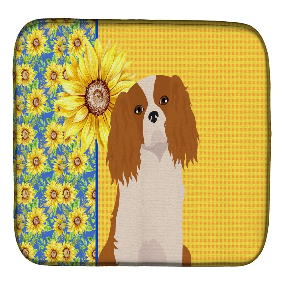 Caroline's Treasures WDK5349DDM Summer Sunflowers Blenheim Cavalier Spaniel Dish Drying Mat Absorbent Dish Drying Mat Pad for Kitchen Counter Dish Drainer Mat for Countertop, 14 x 21", Multicolor