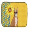 Caroline's Treasures WDK5345DDM Summer Sunflowers Fawn Boxer Dish Drying Mat Absorbent Dish Drying Mat Pad for Kitchen Counter Dish Drainer Mat for Countertop, 14 x 21", Multicolor view 1