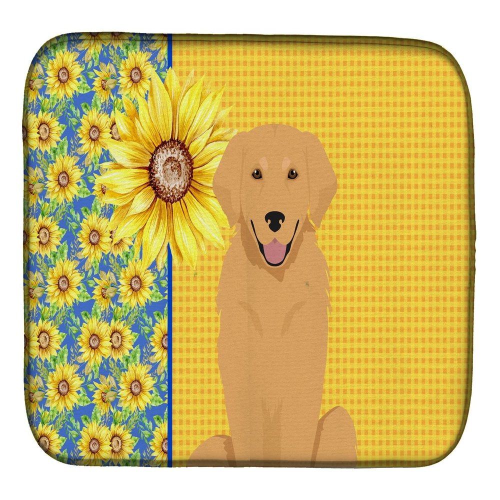 Caroline's Treasures WDK5424DDM Summer Sunflowers Gold Golden Retriever Dish Drying Mat Absorbent Dish Drying Mat Pad for Kitchen Counter Dish Drainer Mat for Countertop, 14 x 21", Multicolor