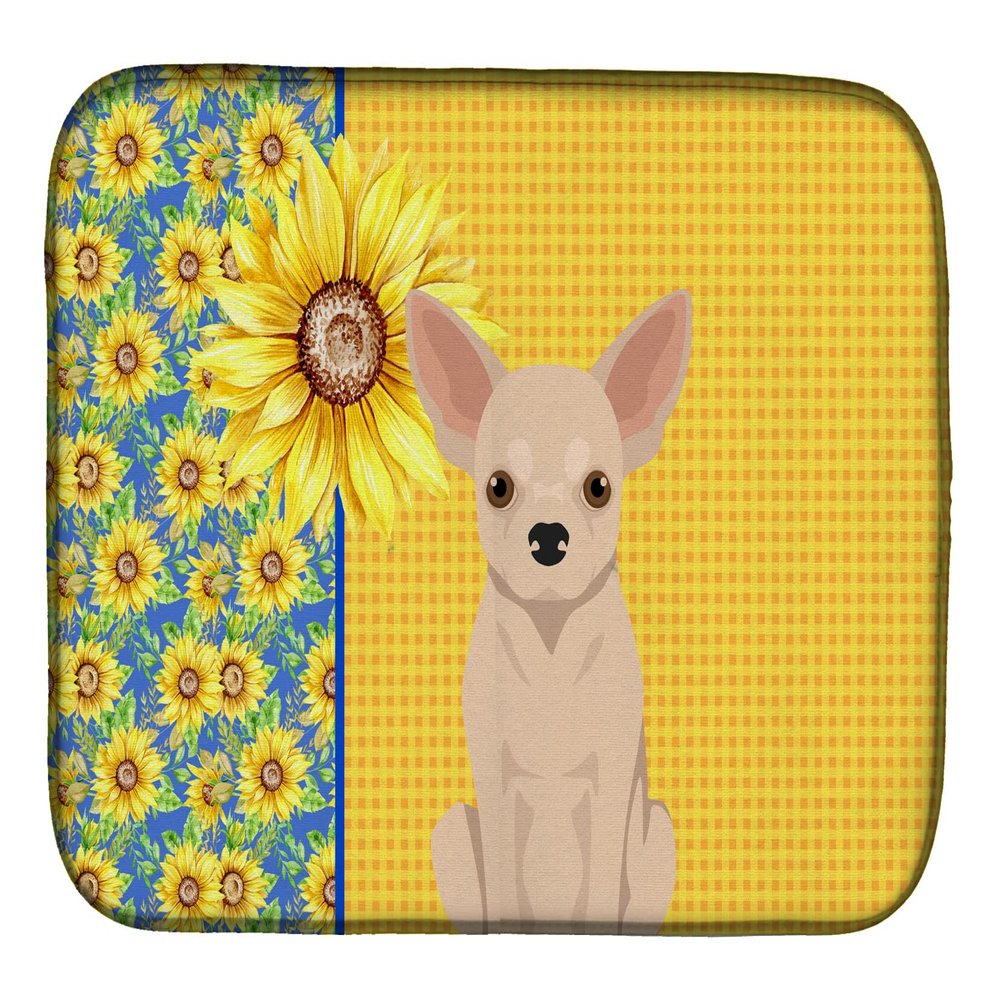 Caroline's Treasures WDK5367DDM Summer Sunflowers Fawn Chihuahua Dish Drying Mat Absorbent Dish Drying Mat Pad for Kitchen Counter Dish Drainer Mat for Countertop, 14 x 21", Multicolor