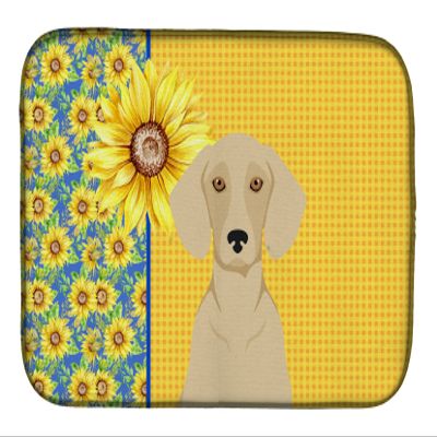 Caroline's Treasures WDK5401DDM Summer Sunflowers Cream Dachshund Dish Drying Mat Absorbent Dish Drying Mat Pad for Kitchen Counter Dish Drainer Mat for Countertop, 14 x 21", Multicolor