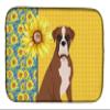 Caroline's Treasures WDK5339DDM Summer Sunflowers Natural Eared Red Fawn Boxer Dish Drying Mat Absorbent Dish Drying Mat Pad for Kitchen Counter Dish Drainer Mat for Countertop, 14 x 21", Multicolor view 1