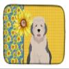 Caroline's Treasures WDK5448DDM Summer Sunflowers Old English Sheepdog Dish Drying Mat Absorbent Dish Drying Mat Pad for Kitchen Counter Dish Drainer Mat for Countertop, 14 x 21", Multicolor view 1