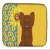 Caroline's Treasures WDK5363DDM Summer Sunflowers Longhaired Chocolate Chihuahua Dish Drying Mat Absorbent Dish Drying Mat Pad for Kitchen Counter Dish Drainer Mat for Countertop, 14 x 21", Multicolor view 1