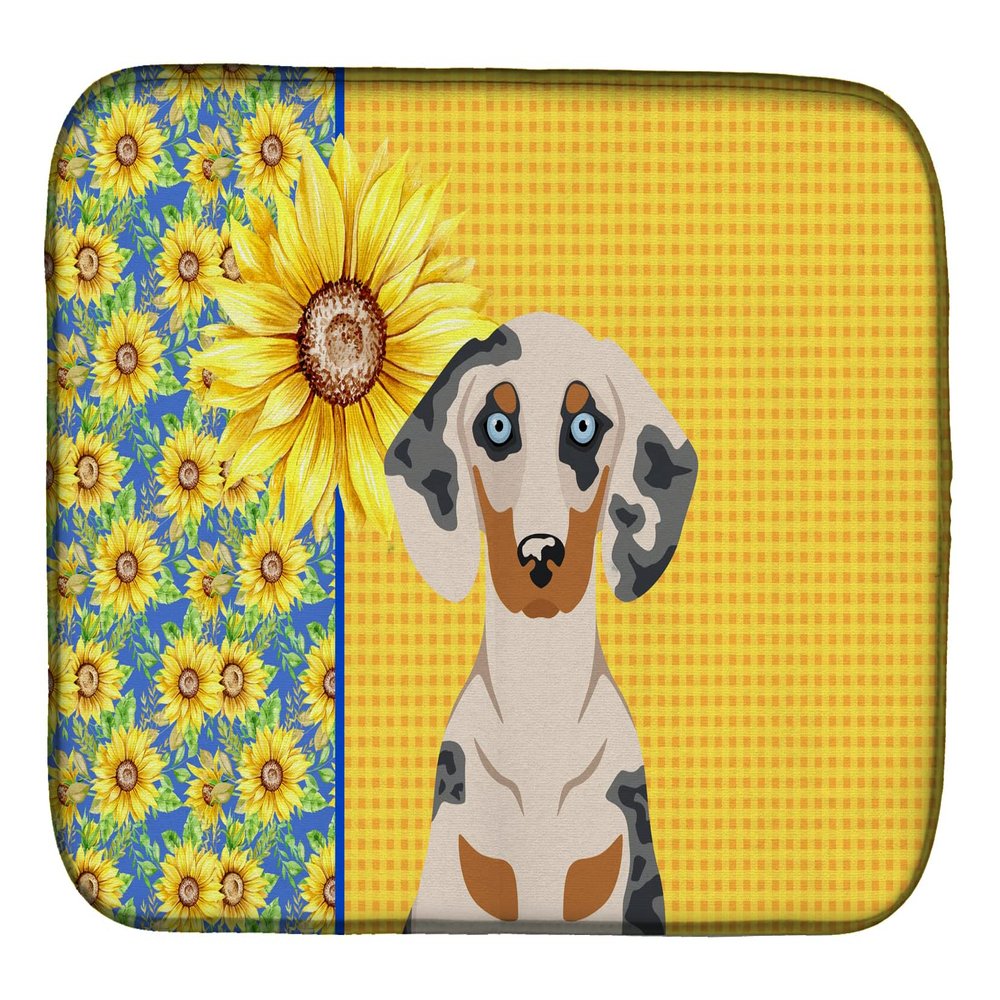 Caroline's Treasures WDK5395DDM Summer Sunflowers Cream Dapple Dachshund Dish Drying Mat Absorbent Dish Drying Mat Pad for Kitchen Counter Dish Drainer Mat for Countertop, 14 x 21", Multicolor
