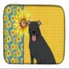 Caroline's Treasures WDK5315DDM Summer Sunflowers Black Pit Bull Terrier Dish Drying Mat Absorbent Dish Drying Mat Pad for Kitchen Counter Dish Drainer Mat for Countertop, 14 x 21", Multicolor view 1