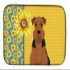 Caroline's Treasures WDK5313DDM Summer Sunflowers Black and Tan Airedale Terrier Dish Drying Mat Absorbent Dish Drying Mat Pad for Kitchen Counter Dish Drainer Mat for Countertop, 14 x 21", Multicolor view 1