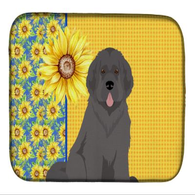 Caroline's Treasures WDK5446DDM Summer Sunflowers Grey Newfoundland Dish Drying Mat Absorbent Dish Drying Mat Pad for Kitchen Counter Dish Drainer Mat for Countertop, 14 x 21", Multicolor