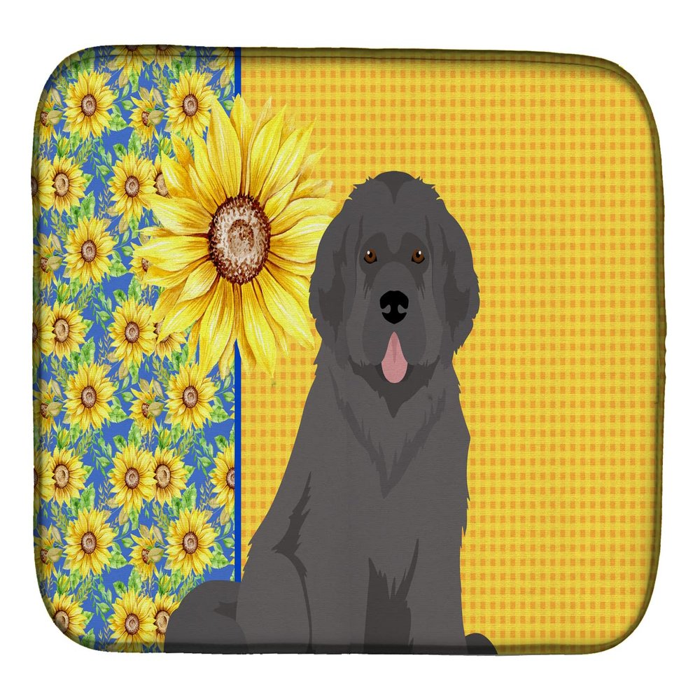 Caroline's Treasures WDK5446DDM Summer Sunflowers Grey Newfoundland Dish Drying Mat Absorbent Dish Drying Mat Pad for Kitchen Counter Dish Drainer Mat for Countertop, 14 x 21", Multicolor