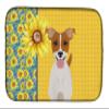 Caroline's Treasures WDK5434DDM Summer Sunflowers Brown White Smooth Jack Russell Terrier Dish Drying Mat Absorbent Dish Drying Mat Pad for Kitchen Counter Dish Drainer Mat for Countertop, 14 x 21", M view 1