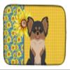 Caroline's Treasures WDK5356DDM Summer Sunflowers Longhaired Black and Tan Chihuahua Dish Drying Mat Absorbent Dish Drying Mat Pad for Kitchen Counter Dish Drainer Mat for Countertop, 14 x 21", Multic view 1