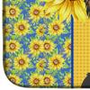 Caroline's Treasures WDK5356DDM Summer Sunflowers Longhaired Black and Tan Chihuahua Dish Drying Mat Absorbent Dish Drying Mat Pad for Kitchen Counter Dish Drainer Mat for Countertop, 14 x 21", Multic view 4