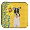 Caroline's Treasures WDK5432DDM Summer Sunflowers Black White Smooth Jack Russell Terrier Dish Drying Mat Absorbent Dish Drying Mat Pad for Kitchen Counter Dish Drainer Mat for Countertop, 14 x 21", M view 1