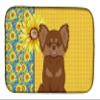 Caroline's Treasures WDK5355DDM Summer Sunflowers Longhaired Chocolate and Tan Chihuahua Dish Drying Mat Absorbent Dish Drying Mat Pad for Kitchen Counter Dish Drainer Mat for Countertop, 14 x 21", Mu view 1