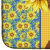 Caroline's Treasures WDK5355DDM Summer Sunflowers Longhaired Chocolate and Tan Chihuahua Dish Drying Mat Absorbent Dish Drying Mat Pad for Kitchen Counter Dish Drainer Mat for Countertop, 14 x 21", Mu view 4