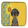Caroline's Treasures WDK5394DDM Summer Sunflowers Black Dapple Dachshund Dish Drying Mat Absorbent Dish Drying Mat Pad for Kitchen Counter Dish Drainer Mat for Countertop, 14 x 21", Multicolor view 1
