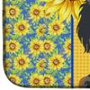 Caroline's Treasures WDK5384DDM Summer Sunflowers Longhair Blue and Tan Dapple Dachshund Dish Drying Mat Absorbent Dish Drying Mat Pad for Kitchen Counter Dish Drainer Mat for Countertop, 14 x 21", Mu view 4