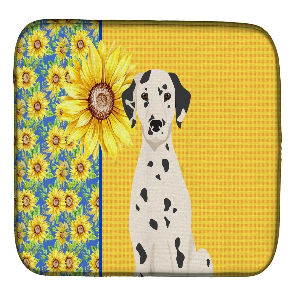 Caroline's Treasures WDK5408DDM Summer Sunflowers Dalmatian Dish Drying Mat Absorbent Dish Drying Mat Pad for Kitchen Counter Dish Drainer Mat for Countertop, 14 x 21", Multicolor