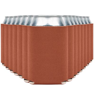 Blank Beer Can Cooler Sleeves (110-Pack) Soft Insulated Beer Can Coolies - HTV Friendly Blank Koolies in Bulk for Beer Cans & Bottles - Coolie Blanks for Vinyl Projects & Wedding Favors (Burnt Orange)