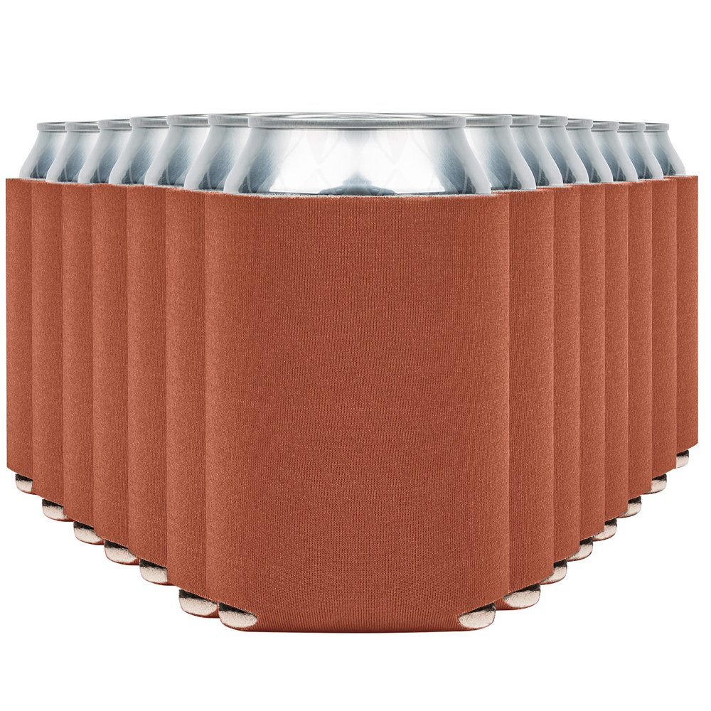 Blank Beer Can Cooler Sleeves (110-Pack) Soft Insulated Beer Can Coolies - HTV Friendly Blank Koolies in Bulk for Beer Cans & Bottles - Coolie Blanks for Vinyl Projects & Wedding Favors (Burnt Orange)