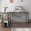 SUNESA PC Desk Corner PC Desk L-Shaped Desk 47" Simple Home Office Writing Workstation Desk with Storage Shelves, Rustic Brown and Black Office Desks view 2