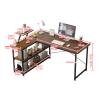 SUNESA PC Desk Corner PC Desk L-Shaped Desk 47" Simple Home Office Writing Workstation Desk with Storage Shelves, Rustic Brown and Black Office Desks view 3