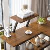SUNESA PC Desk Corner PC Desk L-Shaped Desk 47" Simple Home Office Writing Workstation Desk with Storage Shelves, Rustic Brown and Black Office Desks view 4