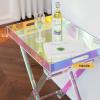 AoForce Acrylic Folding Tray Table Foldable Furniture Desk, Acrylic Serving Tray Top for Living Room, Bed Room, Kitchen Serving Table with Storage(4 Color) (Color : Black) view 2