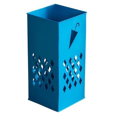 PHONME Umbrella Stand Square Wrought Iron Home Office Corridor Walking Stick Storage Rack Umbrella Storage (Color : Blue)