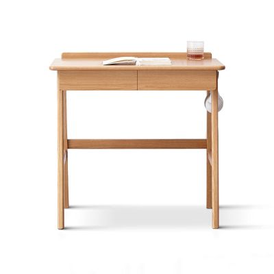 PC Desk Modern Simple Desk Multifunctional Desk Compact Study Writing Table with Cable Hole, Drawer and Hanging Rod Household Wooden Dressing Table Office Desks (Color : Natural, Size : 1 Meter)