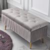 Luxurious Velvet Upholstered Storage Bench,Premium Decoration Furniture End of Bed Bench Storage Ottoman,Light Gray,60X40X45Cm(24X16X18Inch) view 1