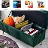Luxurious Velvet Upholstered Storage Bench,Premium Decoration Furniture End of Bed Bench Storage Ottoman,Light Gray,60X40X45Cm(24X16X18Inch) view 2