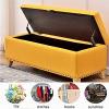 Rectangle Storage Bench,Linen Upholstered Storage Bench,Solid Wood End of Bed Bench with Storage,Yellow,100X40X45Cm(39X16X18Inch) view 2
