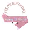 Araluky Women's Birthday Crowns, Headband & Sash with 'It's My Birthday' Prints view 1