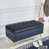 End of Bed Bench with Storage,Living Room Entryway Comfy Upholstered Footrest Shoes Bench,Luxurious Velvet Ottoman,Black,90X45X45Cm(35X18X18Inch) view 1